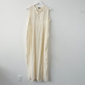 Trapeze Long Dress S White Gold‎ Flowy Kaftan Indian Middle Eastern CHHAYA MODY